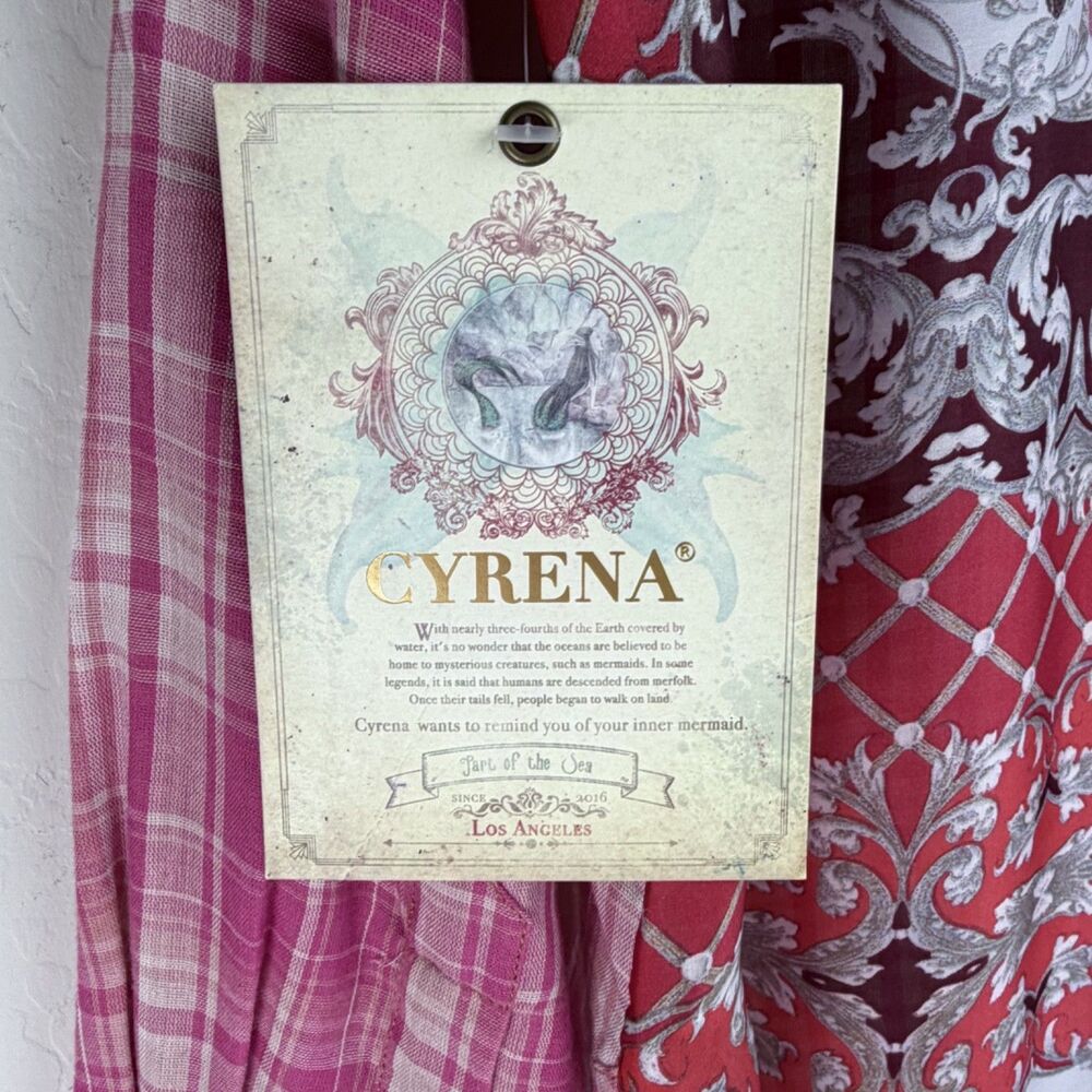 cyrena plaid floral scarf patchwork tunic shacket boho cottagecore women small - Picture 10 of 10